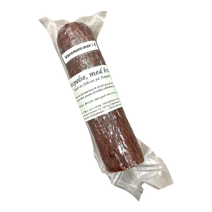 Halv spekepølse med hvitløk